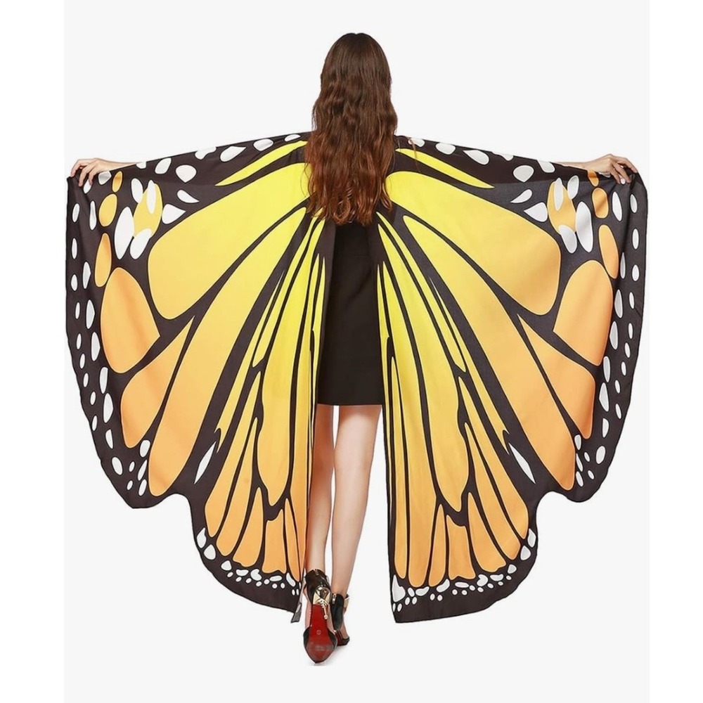DCUTERQ Butterfly Wings Costume Accessory for Women Shawl Fairy Cape Yellow OS